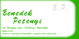 benedek petenyi business card