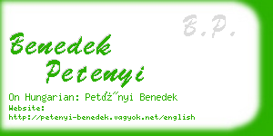 benedek petenyi business card